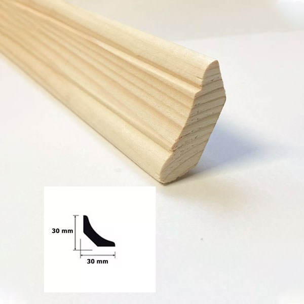 1m Decorative Pine Scotia Trim Wooden Timber Edging Moulding Beading