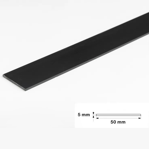 2.5 Metre Black Durable PVC Flat Bar, Trim Architrave, Cover