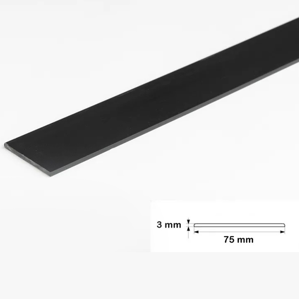 2.5 Metre Black Durable PVC Flat Bar, Trim Architrave, Cover