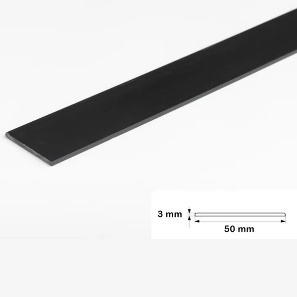 2.5 Metre Black Durable PVC Flat Bar, Trim Architrave, Cover