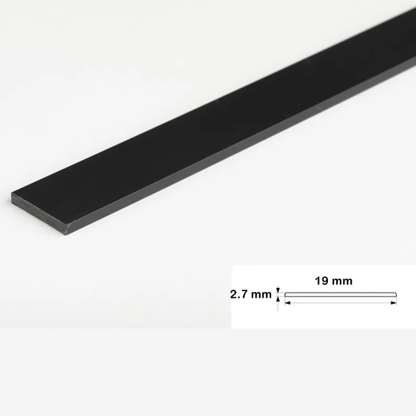 2.5 Metre Black Durable PVC Flat Bar, Trim Architrave, Cover