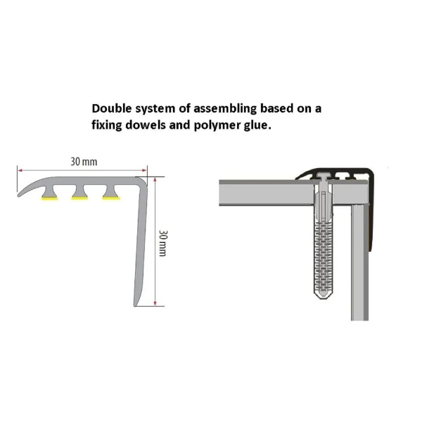 30 x 30mm UPVC Wood Effect Stair Edge Nosing -Trim- Edging Nosing 
