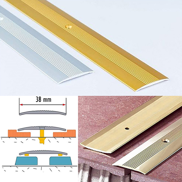 38mm x 1m Aluminium Grooved Floor Trim – Ideal for DIY Projects