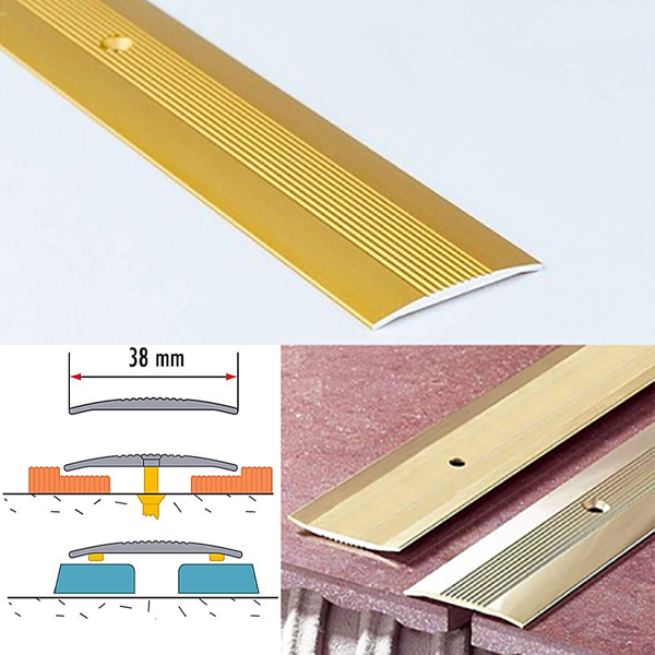 38mm x 1m Aluminium Grooved Floor Trim – Ideal for DIY Projects