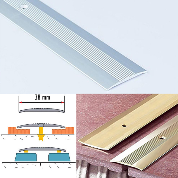 38mm x 1m Aluminium Grooved Floor Trim – Ideal for DIY Projects
