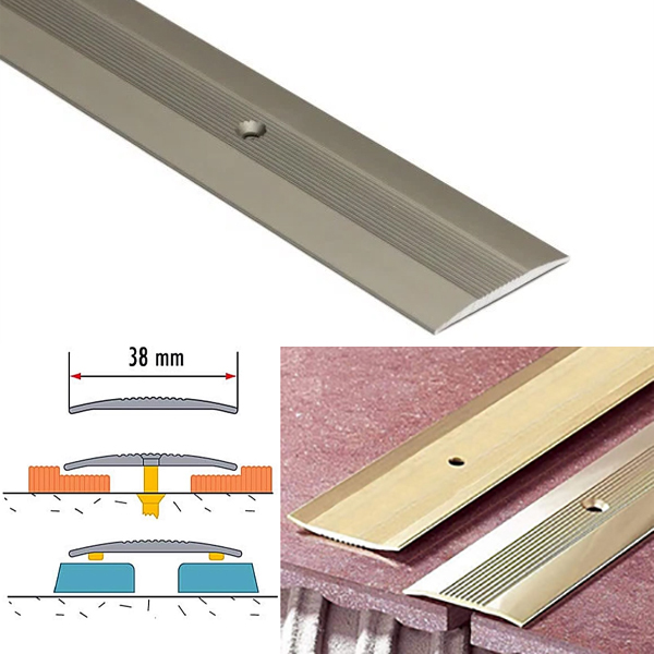 38mm x 1m Aluminium Grooved Floor Trim – Ideal for DIY Projects