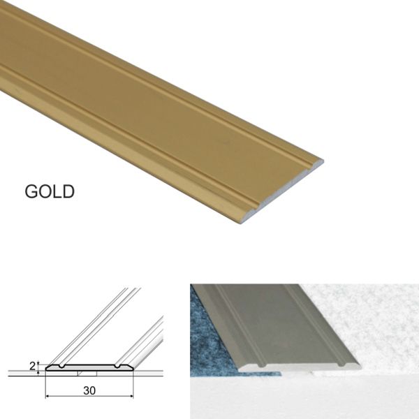 Aluminium Flat Door Threshold Self Adhesive For Wooden, Laminate, Carpet Vinyl Flooring