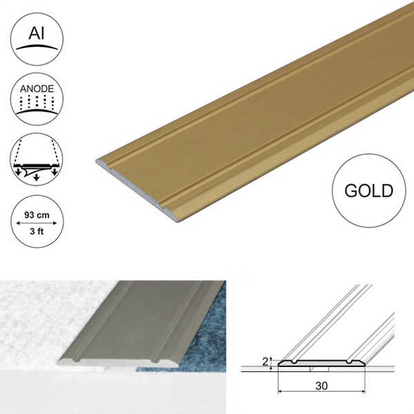 Aluminium Flat Door Threshold Self Adhesive For Wooden, Laminate, Carpet Vinyl Flooring