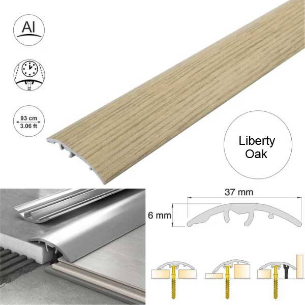 Aluminium Self Adhesive Door Threshold Strip 37mm Wood Effect Floor Trim 