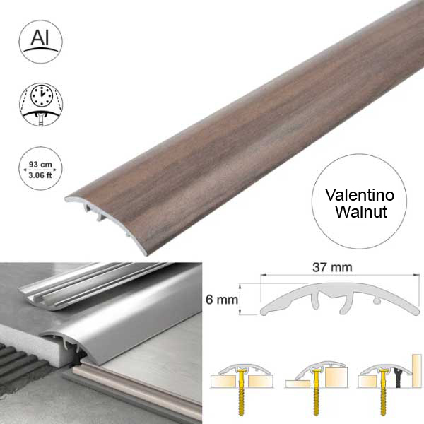 Aluminium Self Adhesive Door Threshold Strip 37mm Wood Effect Floor Trim 