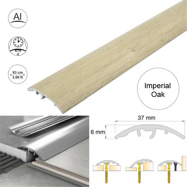 Aluminium Self Adhesive Door Threshold Strip 37mm Wood Effect Floor Trim 