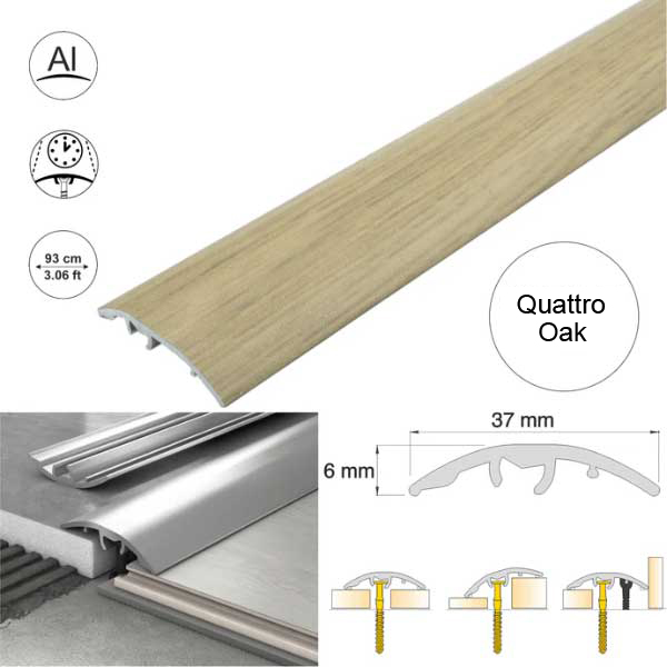 Aluminium Self Adhesive Door Threshold Strip 37mm Wood Effect Floor Trim 
