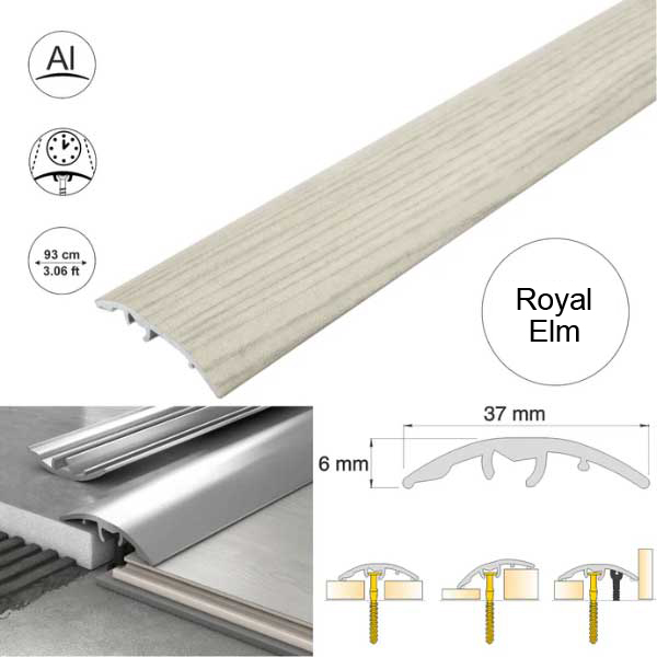 Aluminium Self Adhesive Door Threshold Strip 37mm Wood Effect Floor Trim 