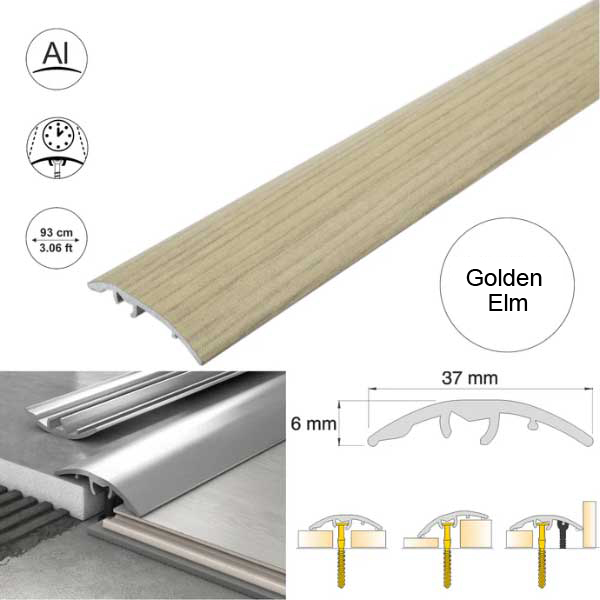 Aluminium Self Adhesive Door Threshold Strip 37mm Wood Effect Floor Trim 