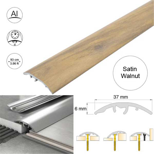 Aluminium Self Adhesive Door Threshold Strip 37mm Wood Effect Floor Trim 
