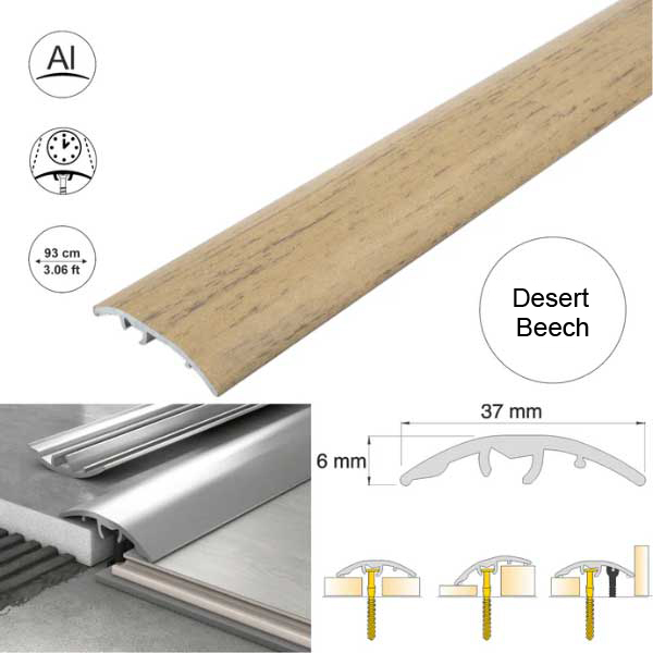 Aluminium Self Adhesive Door Threshold Strip 37mm Wood Effect Floor Trim 