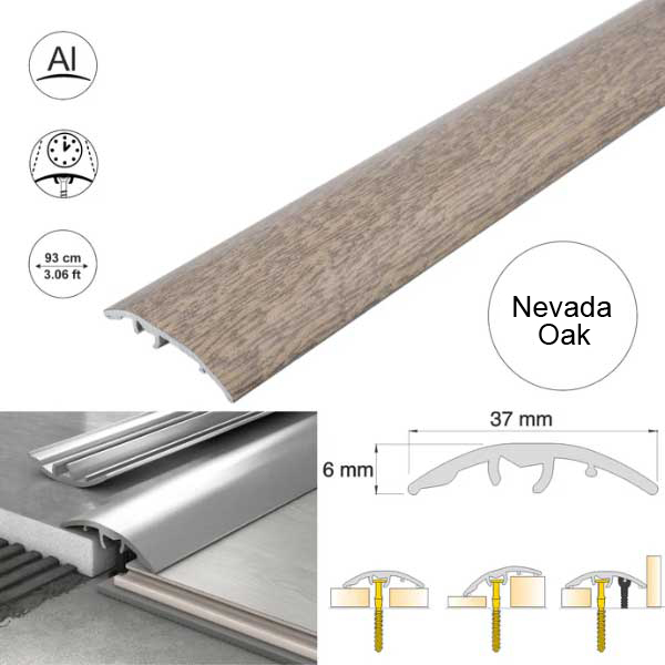 Aluminium Self Adhesive Door Threshold Strip 37mm Wood Effect Floor Trim 