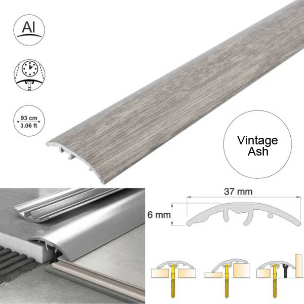 Aluminium Self Adhesive Door Threshold Strip 37mm Wood Effect Floor Trim 