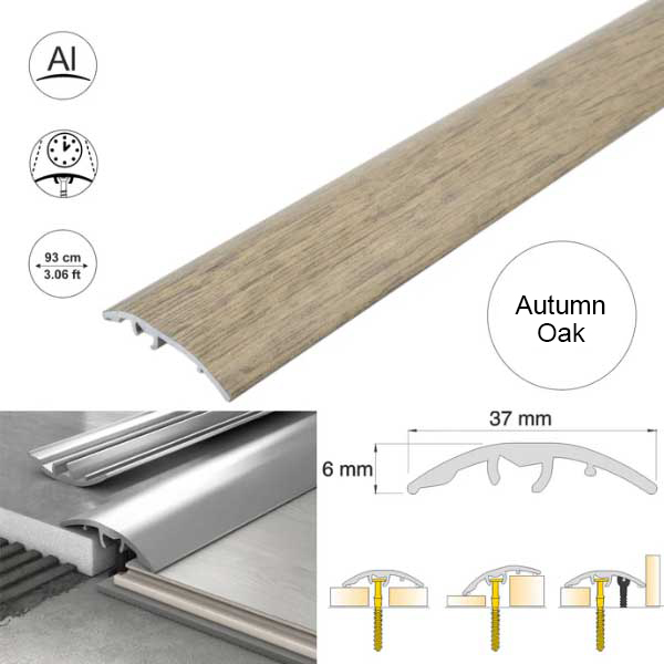 Aluminium Self Adhesive Door Threshold Strip 37mm Wood Effect Floor Trim 