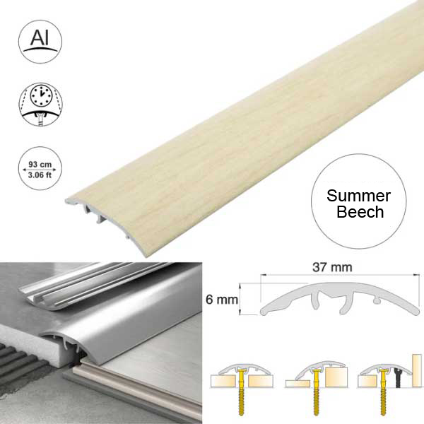 Aluminium Self Adhesive Door Threshold Strip 37mm Wood Effect Floor Trim 