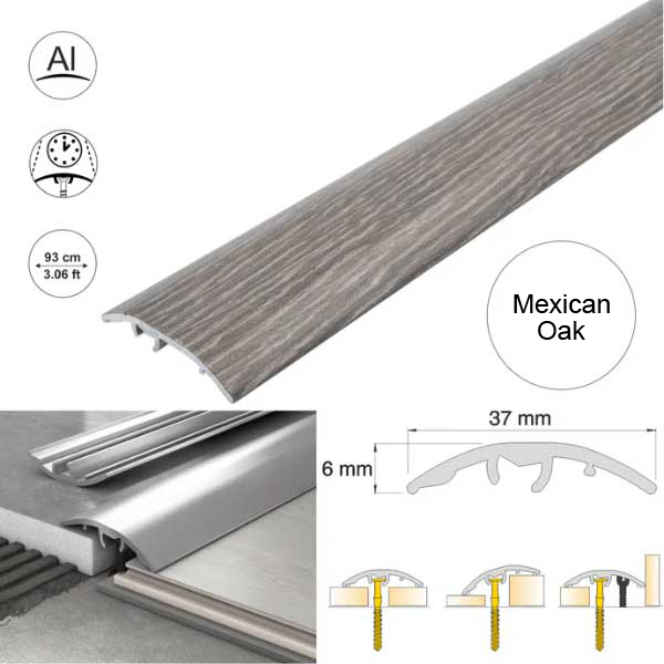 Aluminium Self Adhesive Door Threshold Strip 37mm Wood Effect Floor Trim 