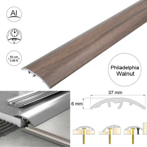 Aluminium Self Adhesive Door Threshold Strip 37mm Wood Effect Floor Trim 