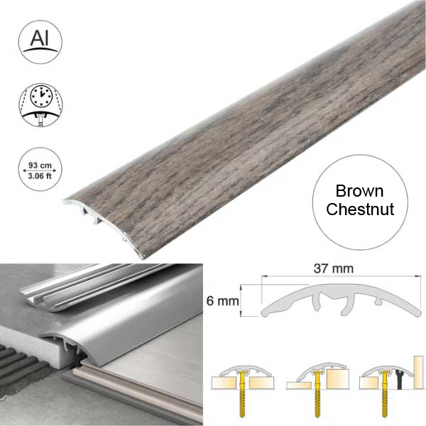 Aluminium Self Adhesive Door Threshold Strip 37mm Wood Effect Floor Trim 