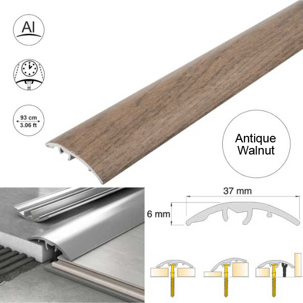 Aluminium Self Adhesive Door Threshold Strip 37mm Wood Effect Floor Trim 