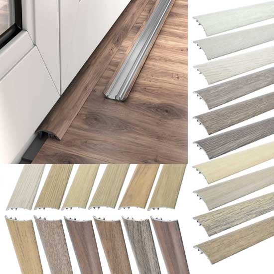 Aluminium Self Adhesive Door Threshold Strip 37mm Wood Effect Floor Trim 