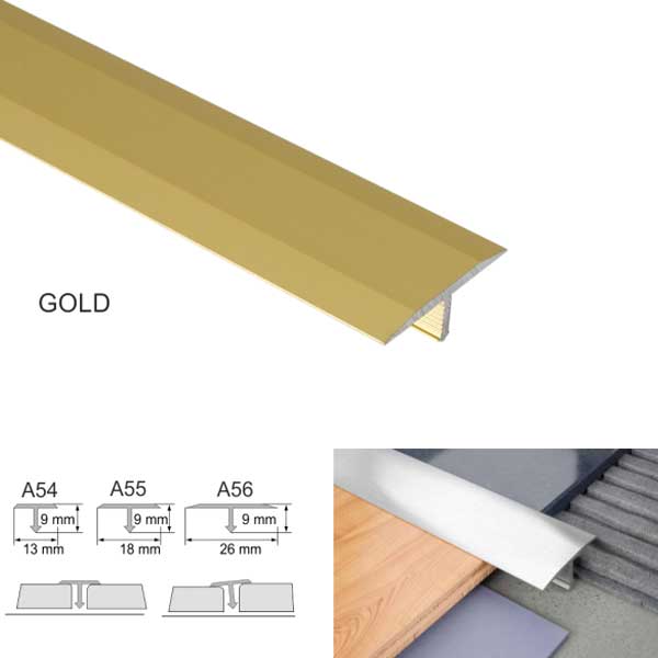 Anodised Aluminium Threshold Trim T Bar Transition Trim For Tiles
