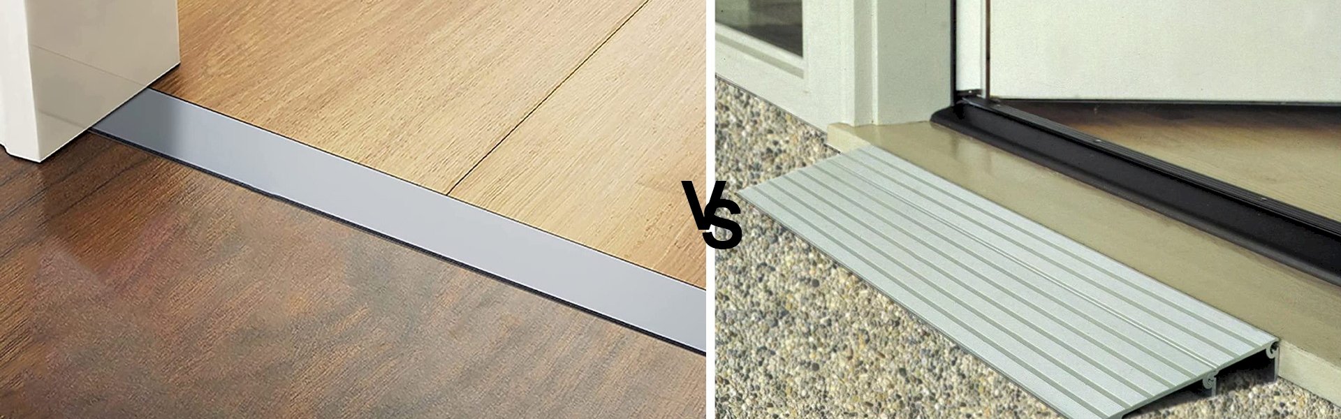 Accessibility solutions showing threshold ramp and flat door threshold